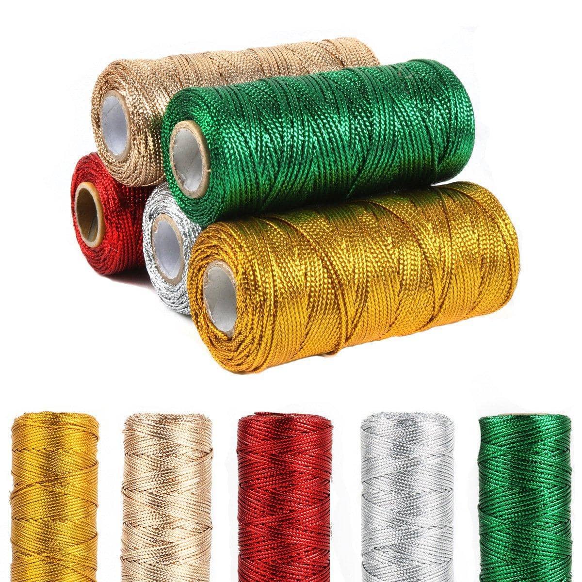 Metallic Gift Wrapping Rope, 100 m Roll of 1.5 mm Flat Wire Cord - Purple - view 5