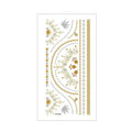 Metallic Temporary Tattoo Stickers for Arms and Body - Gold and Silver Beaded Necklace and Leaves