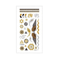 Metallic Temporary Tattoo Stickers for Arms and Body - Gold, Silver and Black Wings, Eyes and Sun Symbols