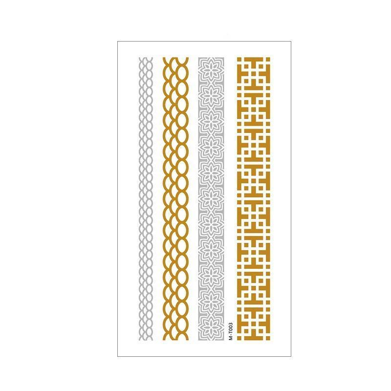 Metallic Temporary Tattoo Stickers for Arms and Body - Gold and Silver Braided Chain Bands