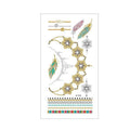 Metallic Temporary Tattoo Stickers for Arms and Body - Gold and Silver Mandala Necklace and Feathers