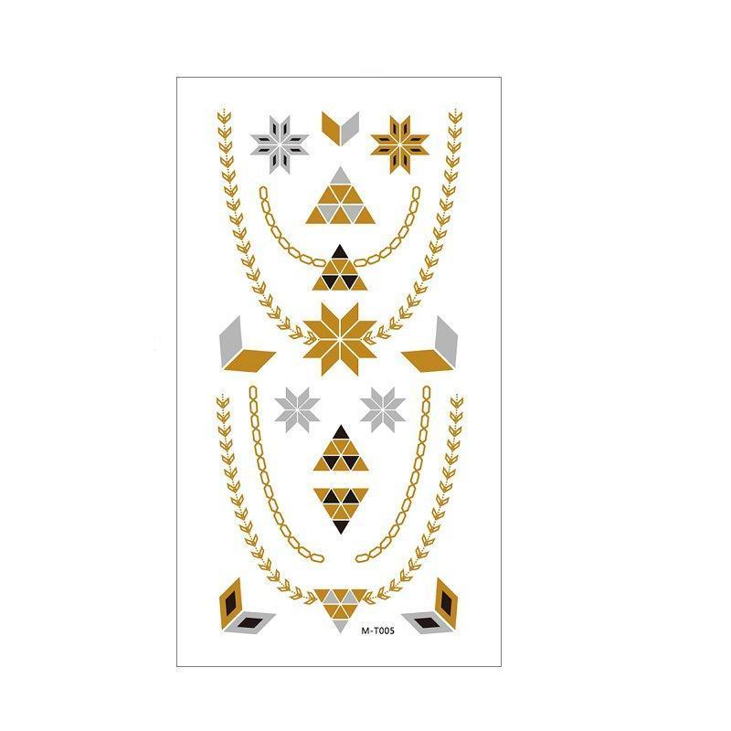 Metallic Temporary Tattoo Stickers for Arms and Body - Gold and Silver Stars, Triangles and Chain Swags