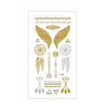 Metallic Temporary Tattoo Stickers for Arms and Body - Gold and Silver Wings, Dreamcatchers and Arrows