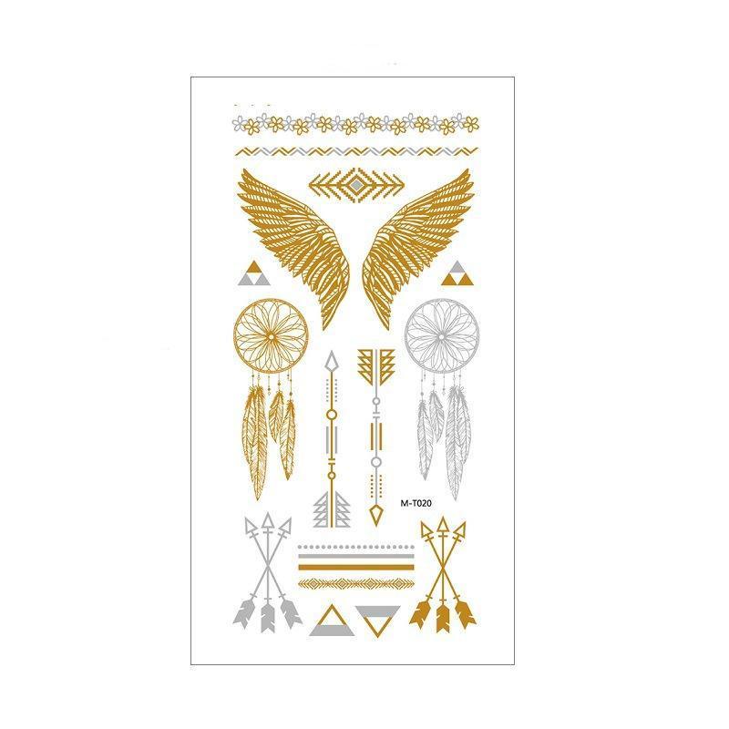 Metallic Temporary Tattoo Stickers for Arms and Body - Gold and Silver Wings, Dreamcatchers and Arrows