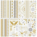 Metallic Temporary Tattoo Stickers for Arms and Body - Gold and Silver Wings, Dreamcatchers and Arrows - view 3