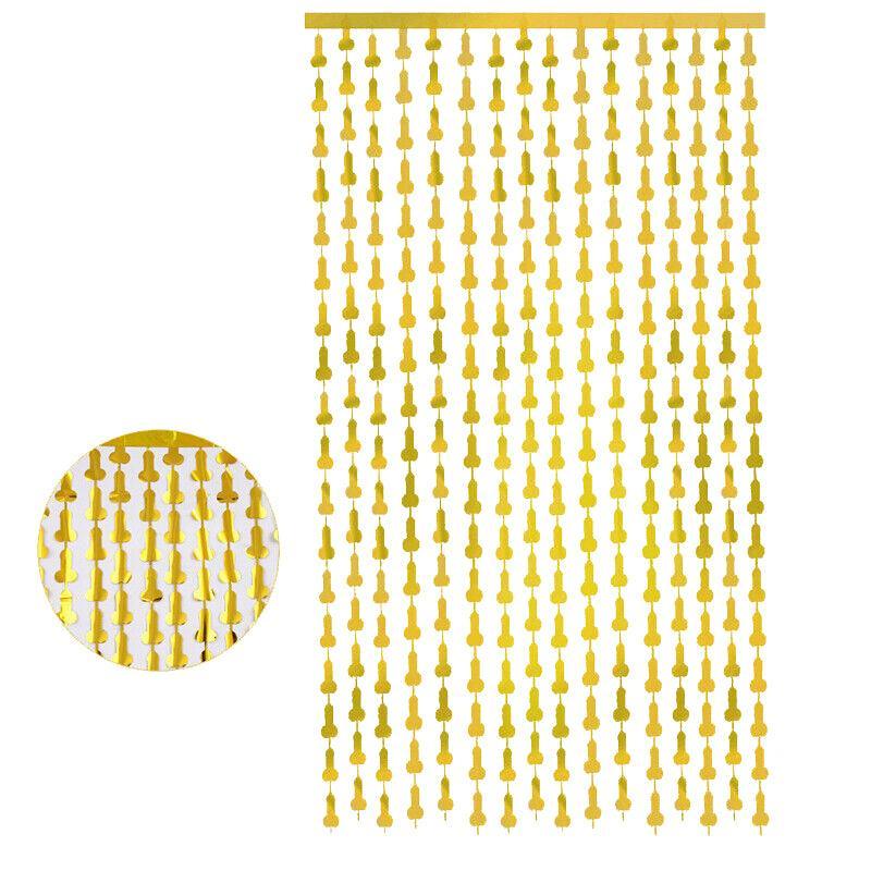 Metallic Tinsel Foil Curtain, 2m x 1m, Hens Party Backdrop - Gold