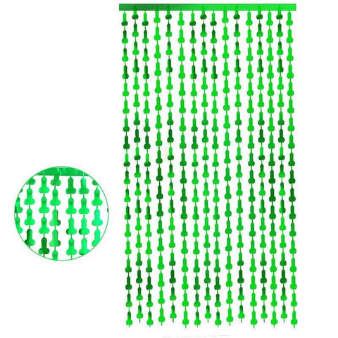 Metallic Tinsel Foil Curtain, 2m x 1m, Hens Party Backdrop - Green