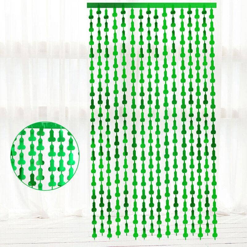 Metallic Tinsel Foil Curtain, 2m x 1m, Hens Party Backdrop - Green - view 4