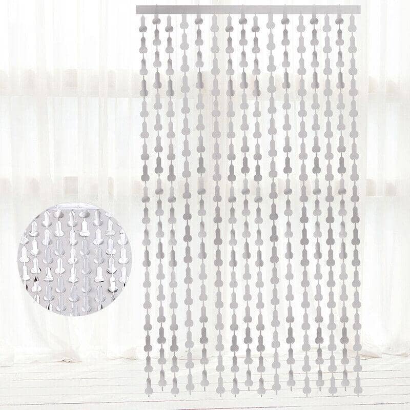 Metallic Tinsel Foil Curtain, 2m x 1m, Hens Party Backdrop - Silver