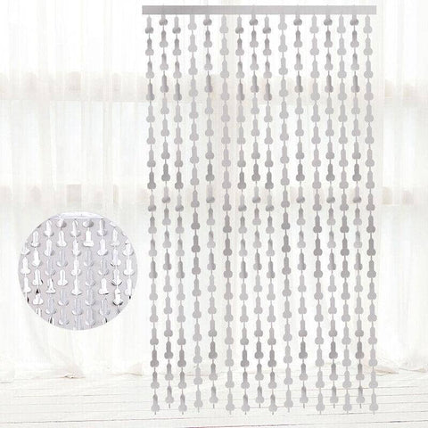 Metallic Tinsel Foil Curtain, 2m x 1m, Hens Party Backdrop - Silver