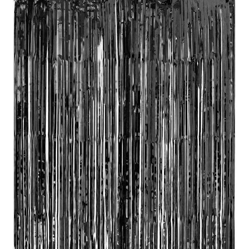 Metallic Tinsel Foil Curtain Party Backdrop 1m x 2m - Black