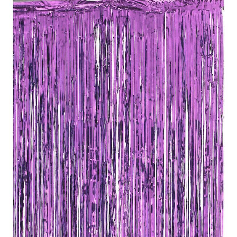 Metallic Tinsel Foil Curtain Party Backdrop 1m x 2m - Light Purple