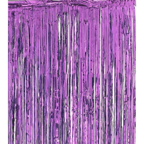 Metallic Tinsel Foil Curtain Party Backdrop 1m x 2m - Light Purple
