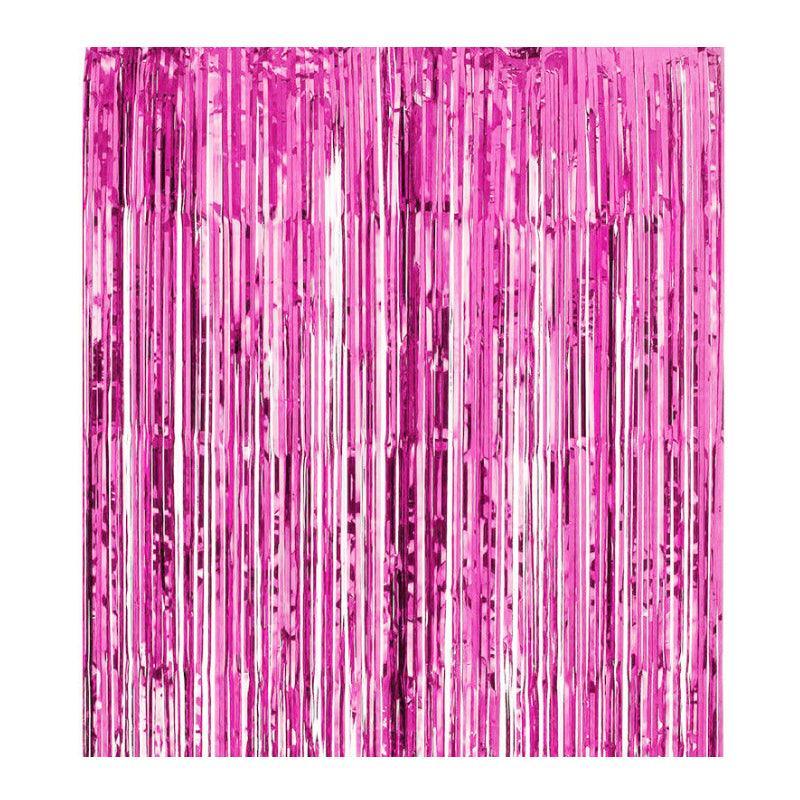 Metallic Tinsel Foil Curtain Party Backdrop 1m x 2m - Pink