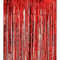 Metallic Tinsel Foil Curtain Party Backdrop 1m x 2m - Red