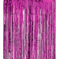 Metallic Tinsel Foil Curtain Party Backdrop 1m x 2m - Rose Red