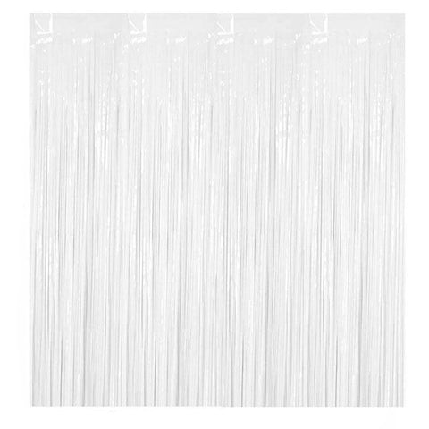Metallic Tinsel Foil Curtain Party Backdrop 1m x 2m - White