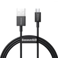 Micro USB Fast Charging Data Cable 2A for Android and Samsung, 2m - Black, Pack of 2