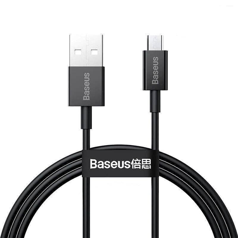 Micro USB Fast Charging Data Cable for Android, 1 m - Black, Pack of 2