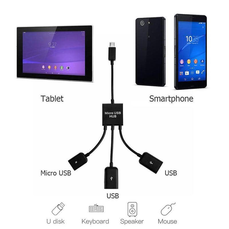 Micro USB OTG Hub Cable Adapter for Android, Male to Female Dual Host - view 4