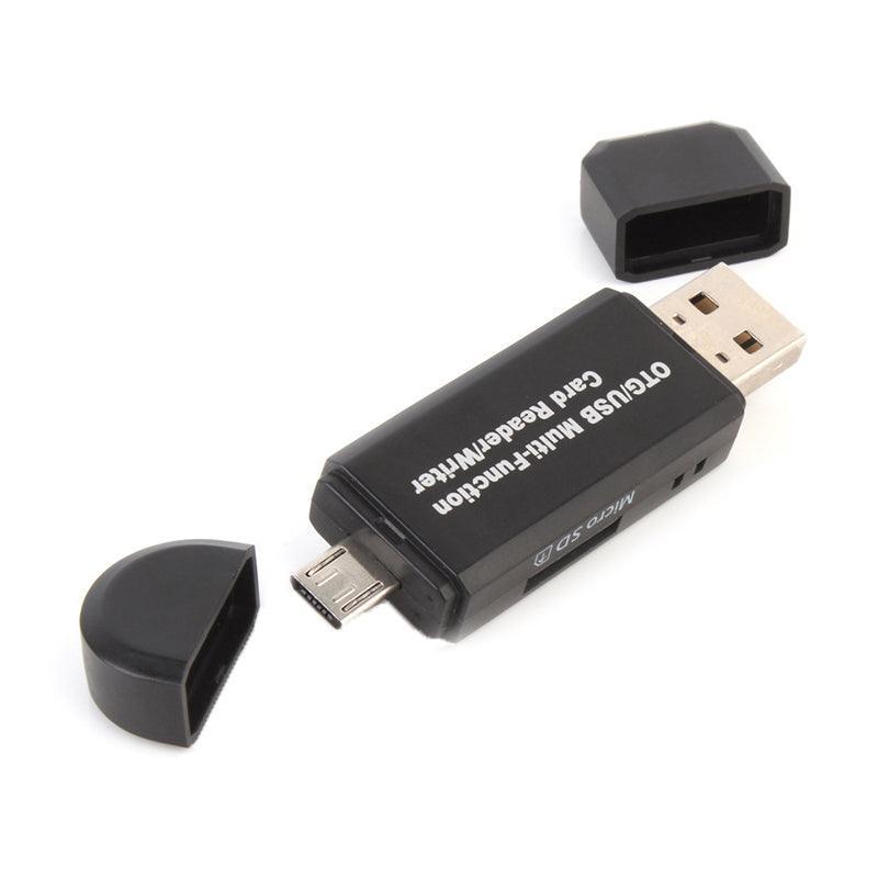 Micro USB OTG to USB 2.0 SD and Micro SD Card Reader - Black