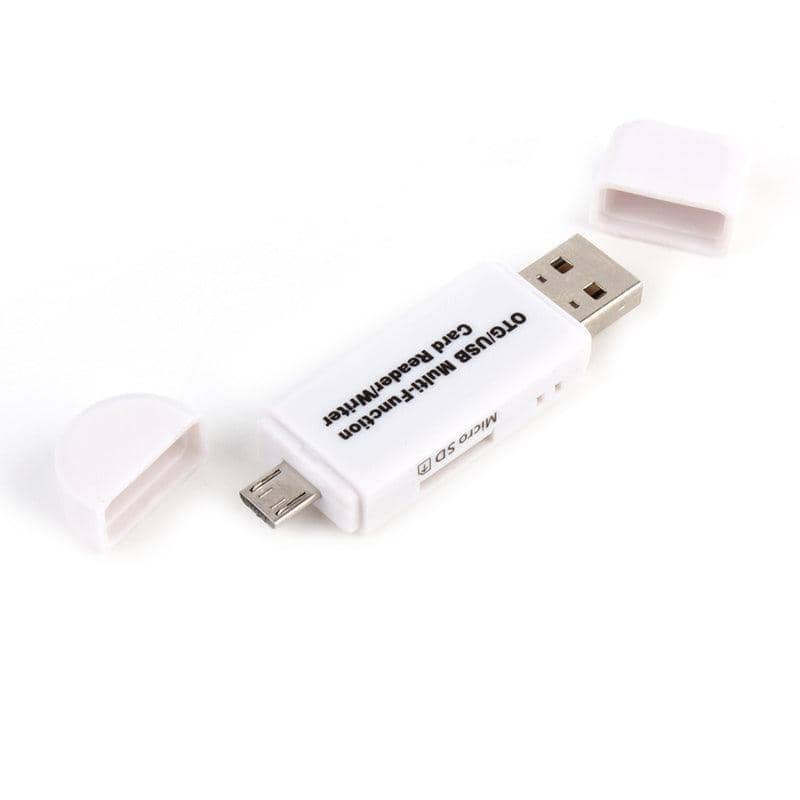 Micro USB OTG to USB 2.0 SD and Micro SD Card Reader - White
