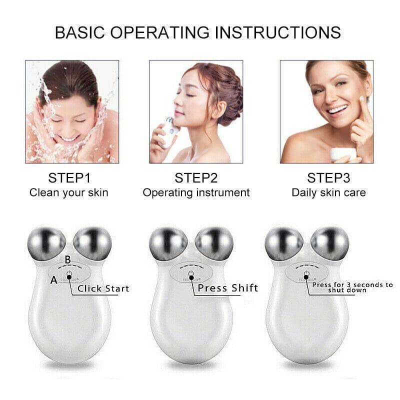 Microcurrent Facial Massager with 5 Intensity Levels - White - view 4