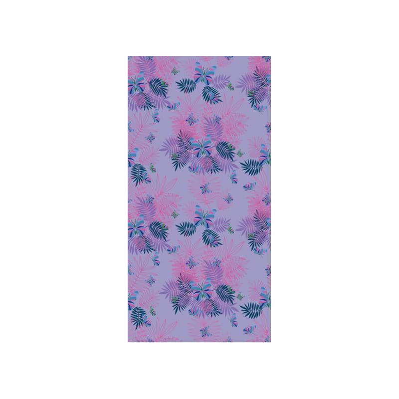 Microfibre Beach Towel with Carry Bag, 160 x 80 cm - Purple Leaf Print