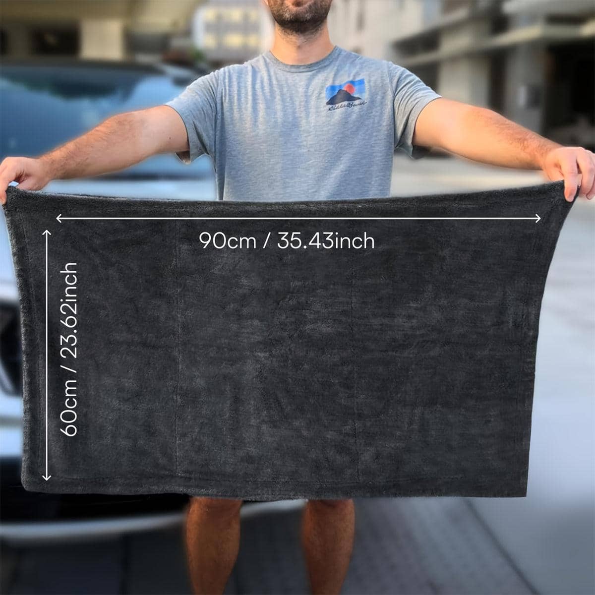 Microfibre Car Drying Towel, 90 x 60cm - Grey - view 3