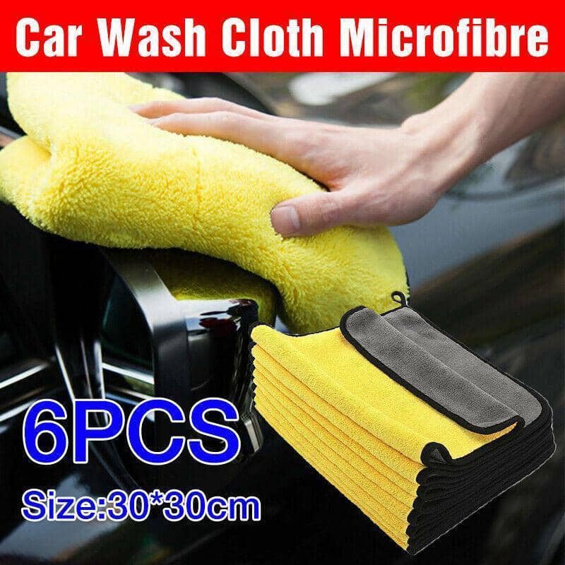 Microfibre Car Wash Cloth, 6 Pack Super Absorbent Drying Towels 30 x 30 cm
