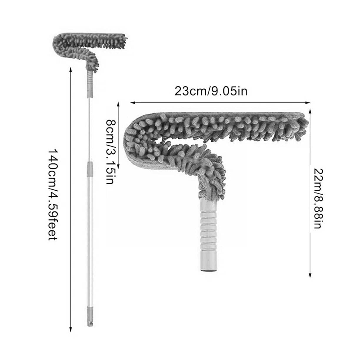 Microfibre Duster with Bendable Head and 140 cm Pole - Grey - view 4