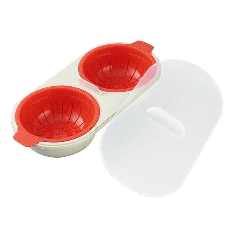 Microwave Egg Poacher Cooker for Breakfast Sandwich with Lid - Orange
