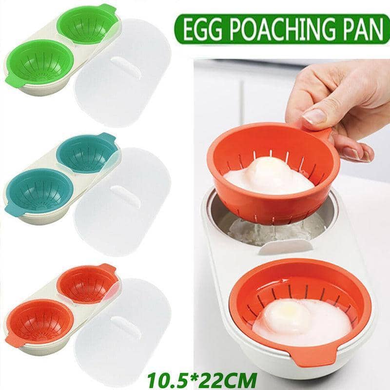 Microwave Egg Poacher Cooker for Breakfast Sandwich with Lid - Orange - view 2