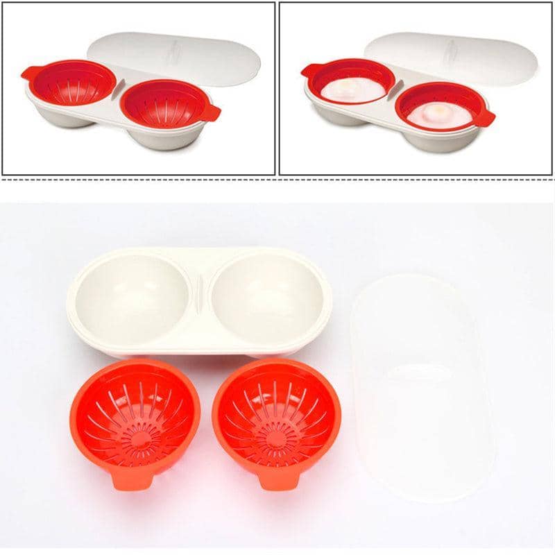 Microwave Egg Poacher Cooker for Breakfast Sandwich with Lid - Orange - view 5
