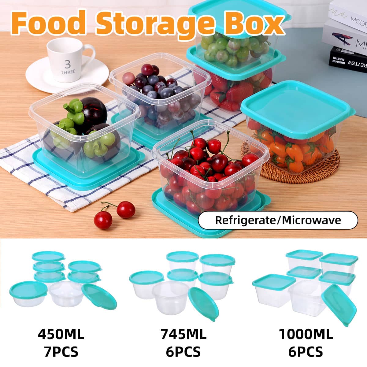 Microwave Safe Food Storage Containers with Lids - Round 745 ml, Pack of 6 - view 2