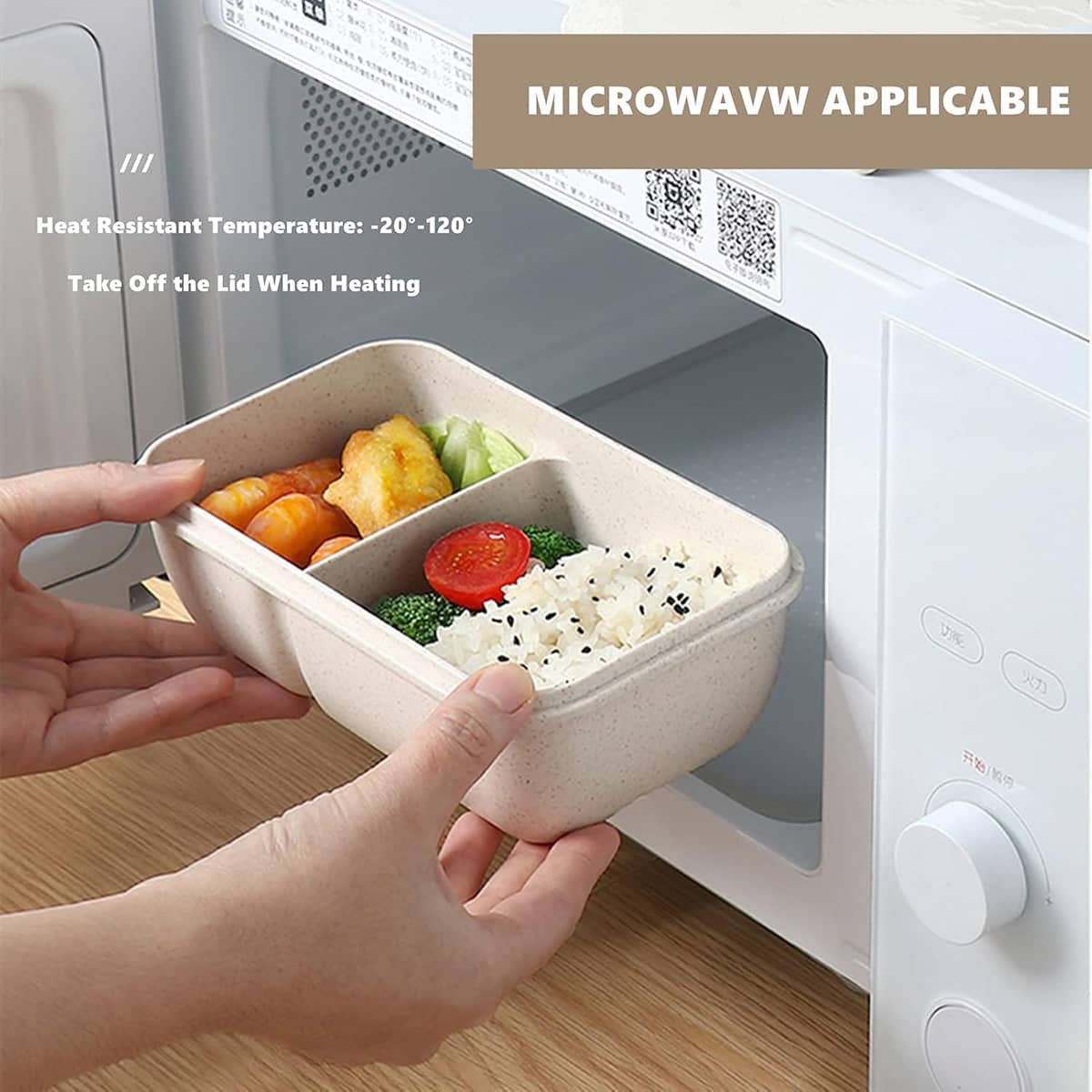 Microwave Safe Wheat Straw Lunch Box with Lid - Square, Pack of 3 - view 5