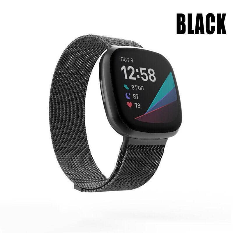 Milanese Mesh Watch Band with Magnetic Clasp for Fitbit Versa 2 Lite - Black