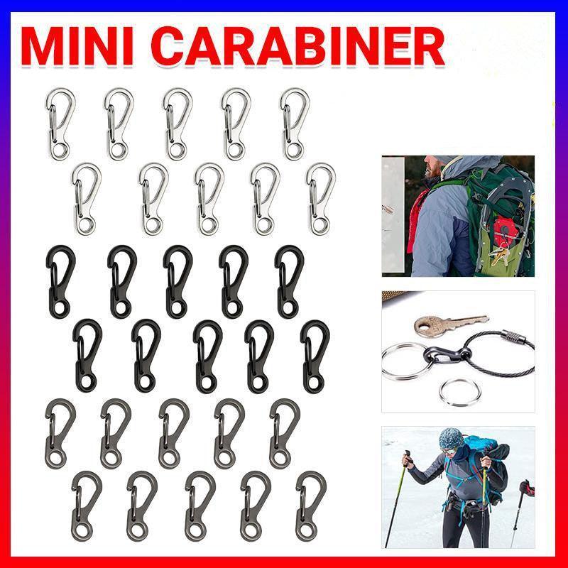 Mini Alloy Carabiner Keychain Clips, Pack of 10 - Silver - view 2