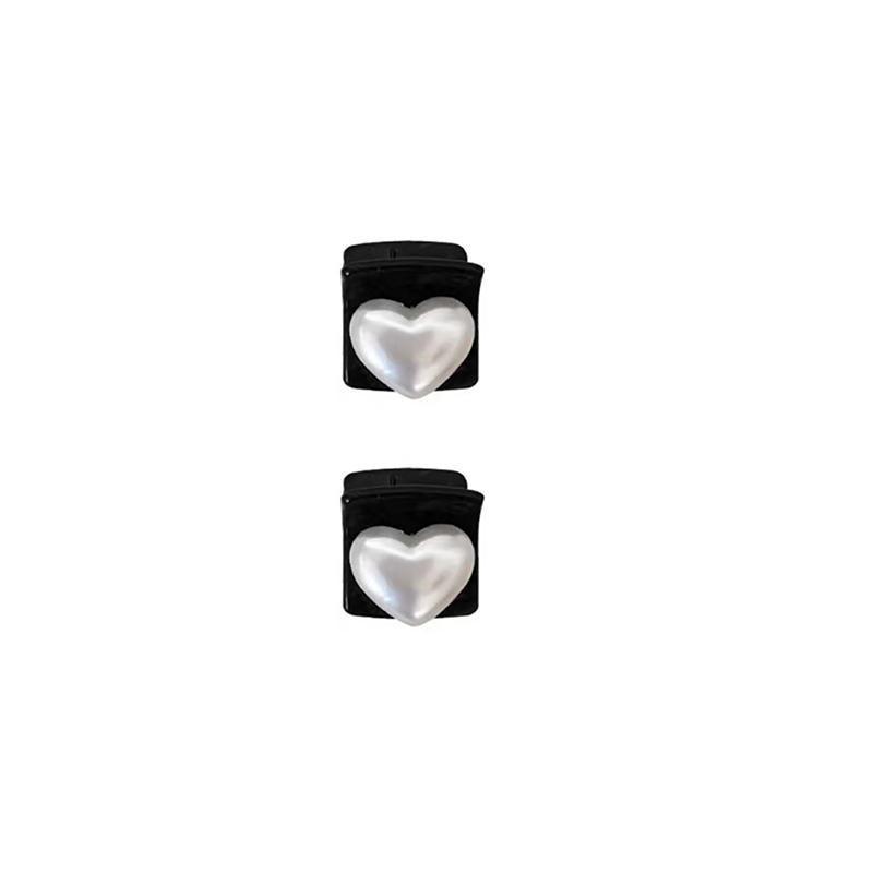 Mini Black Hair Claw with Heart Faux Pearl - Heart Pearl