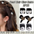 Mini Black Hair Claw with Heart Faux Pearl - Heart Pearl - view 2