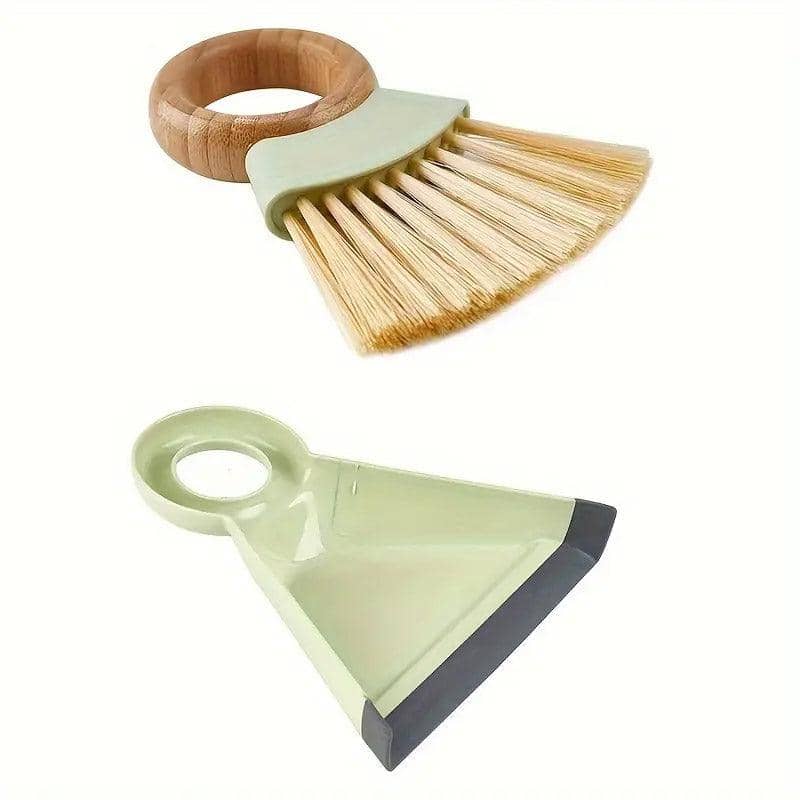 Mini Broom and Dustpan Set with Wooden Handle, Compact Desktop Cleaner - view 2