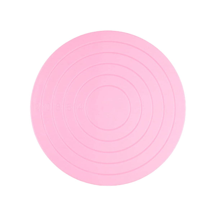 Mini Cake Turntable 14cm, Manual Rotating Decorating Stand - Pink