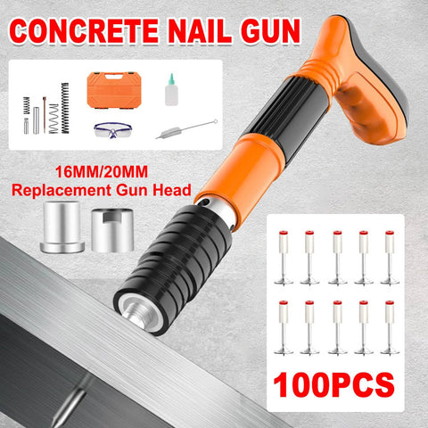 Mini Concrete Nail Gun Kit with 100 Nails and 2 Replacement Heads