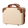 Mini Cosmetic Luggage Case with Double Zipper, 30 x 26 x 15 cm - Cream and Brown