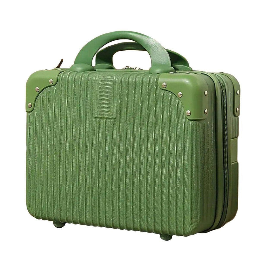 Mini Cosmetic Luggage Case with Double Zipper, 30 x 26 x 15 cm - Green