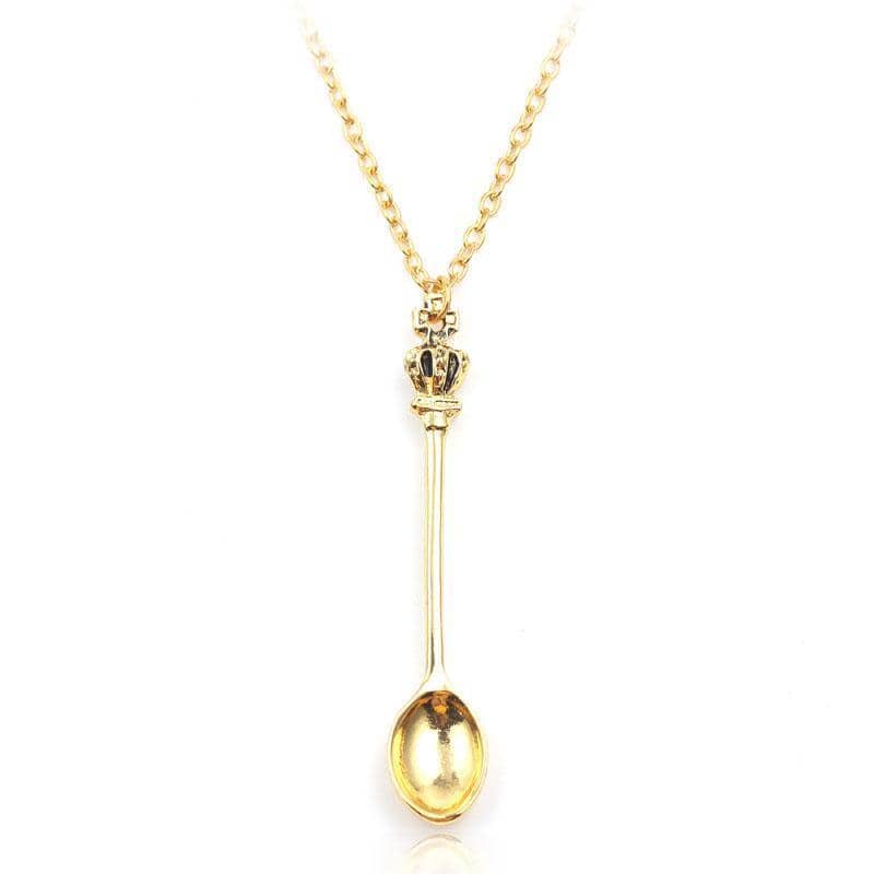 Mini Crown Spoon Pendant Necklace, 60 cm - Gold