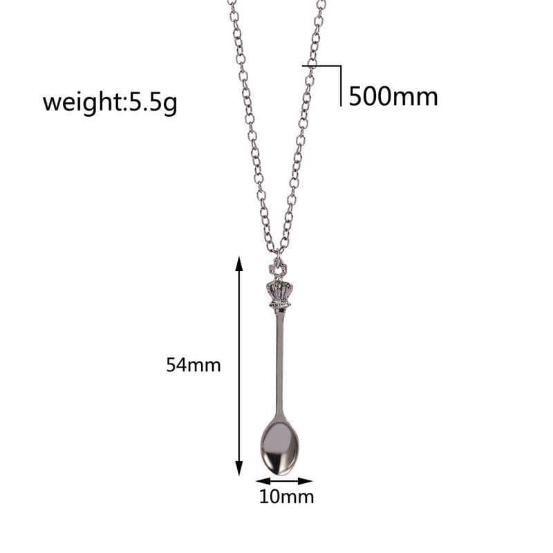 Mini Crown Spoon Pendant Necklace, 60 cm - Gold - view 4