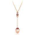 Mini Crown Spoon Pendant Necklace, 60 cm - Rose Gold