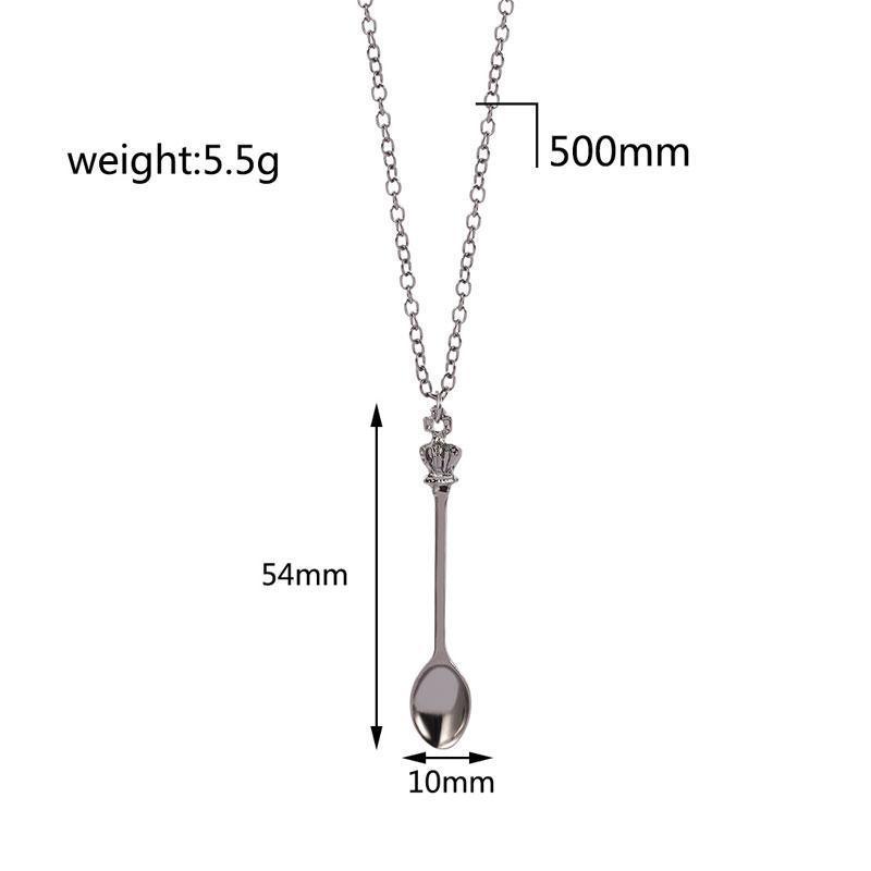 Mini Crown Spoon Pendant Necklace, 60 cm - Rose Gold - view 4
