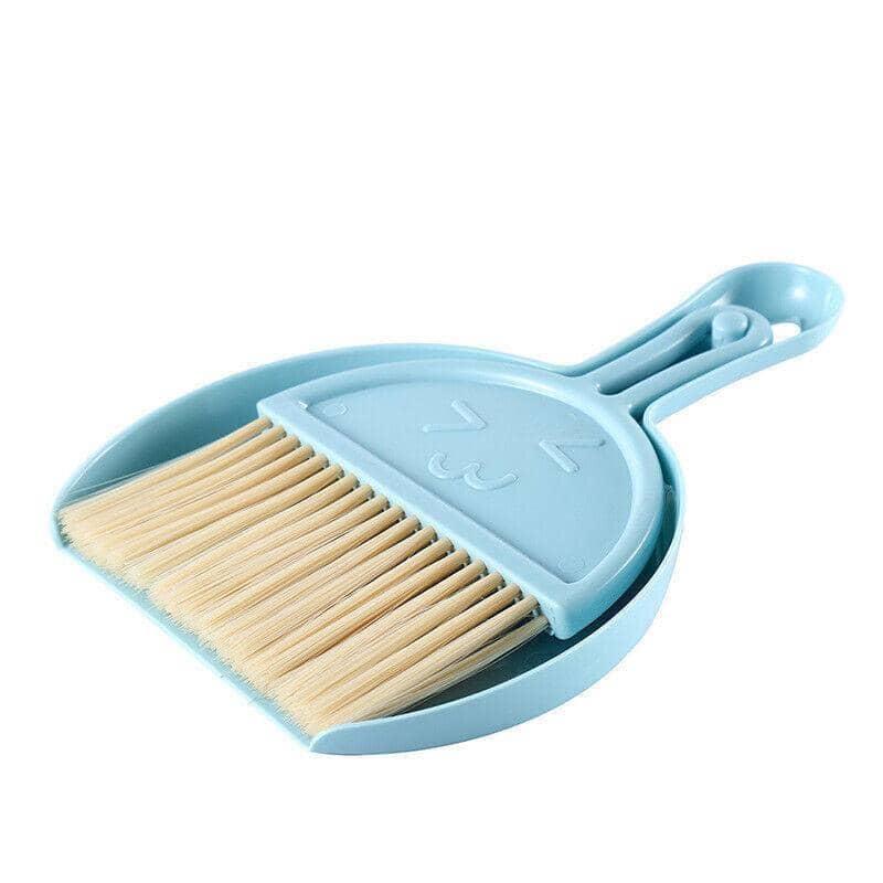 Mini Desktop Brush and Dustpan Set for Keyboards and Tables - Light Blue